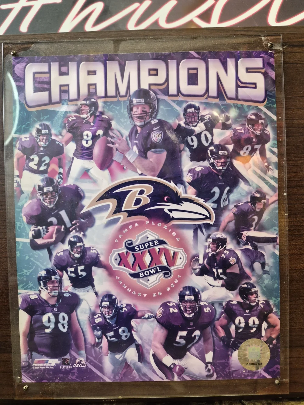 NFL Baltimore Ravens Purple Black Champions Super Bowl XXXV Wall Art
